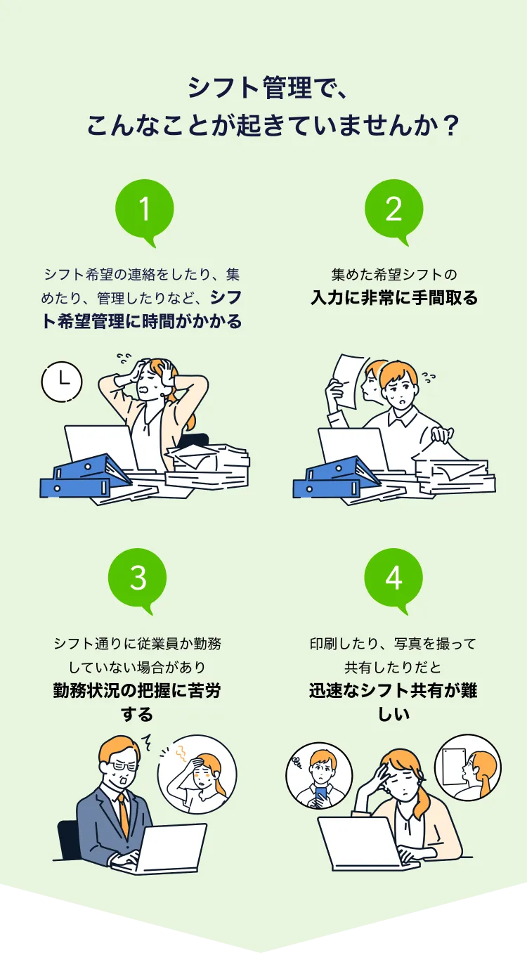 シフト管理で、こんなことが起きていませんか？
